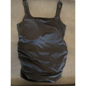 Black Maternity Yoga Tank Top Black Ruched Sides Size Small